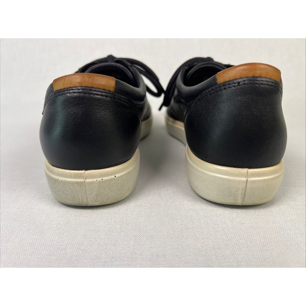 Ecco Womens Shoes 8 Black Leather Soft 7 Sneakers Lace Up Low Top 43000301001 - Picture 6 of 8